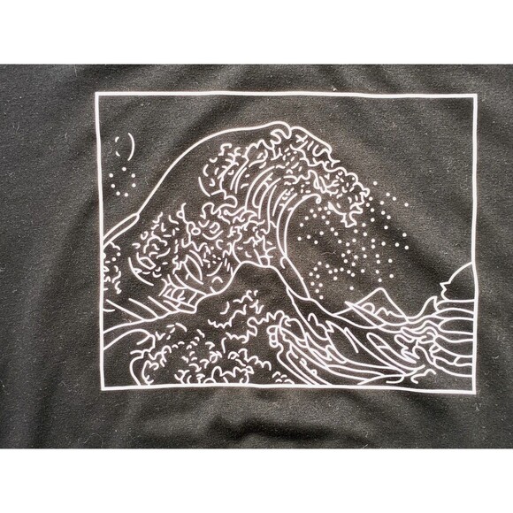 Great Wave Sweatshirt Girls Large Art Graphic Black Long Sleeve - Picture 2 of 6